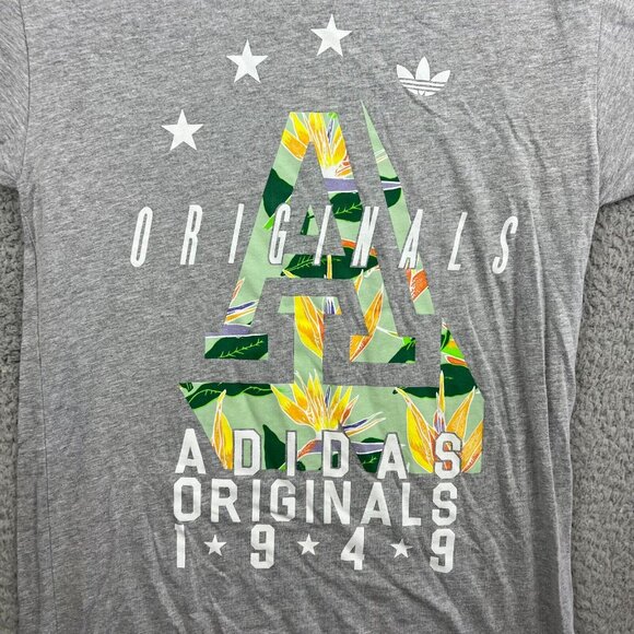 Adidas Originals 1949 Trefoil SS Crewneck T-Shirt Mens Size Small Grey - Picture 2 of 6